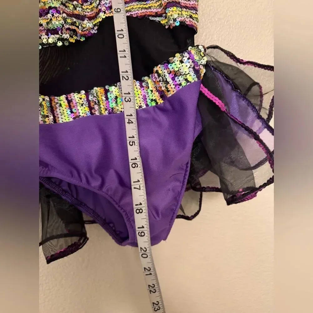 Glamour solo dance costume purple tutu sequin LC-large child